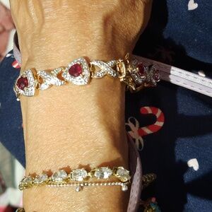 SOLID 18K YELLOW GOLD OVER STERLING SILVER RUBY TENNIS BRACELET Love Kisses